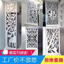 European-style modern living room screen porch barrier hollow carving board ceiling TV background wall wood carving