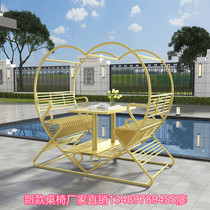 Internet celebrity swing chair photo taking Bali Birds Nest outdoor courtyard outdoor B&B heart-shaped table and chairs park scenic ornaments