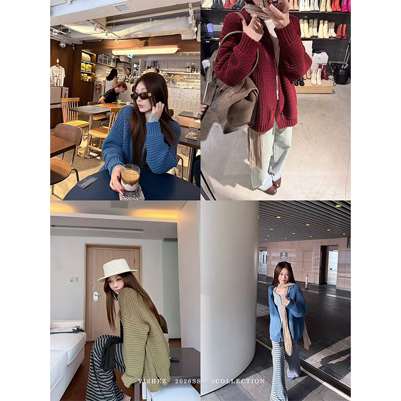 Yishez "Roman Afternoon" Original Chill Lazy Sweater~ Lazy Style Chunky Knit Cardigan for Women Yishez "Roman Afternoon" Original Chill Lazy Sweater~ Lazy Style Chunky Knit Cardigan for Women