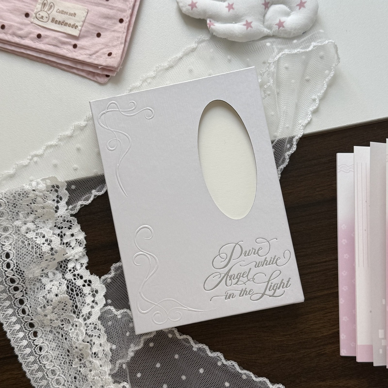 Vol.13 | Xia Hu Nao Original Pure White Angel A6 Planner Bag Cover with Hollow Silver Stamping Dream Core