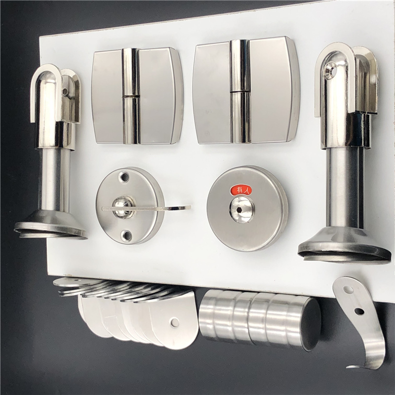 Public toilet bathroom partition hardware accessories wash partition board support foot hinge page corner code handle set