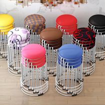 High stool Iron Leg Square stool fashion round stool table stool dining table stool folding chair steel bench thick plastic stool home