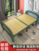 Folding bed single portable lunch break lunch bed rental simple iron bed bamboo board wooden bed bed economy