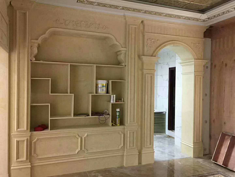 Custom background wall TV background wall European style living room all-over marble Roman columns Stone wine cabinet series