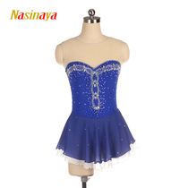 Fono figure skating suit performance skating suit skating suit custom children adult Girl competition skirt blue white color