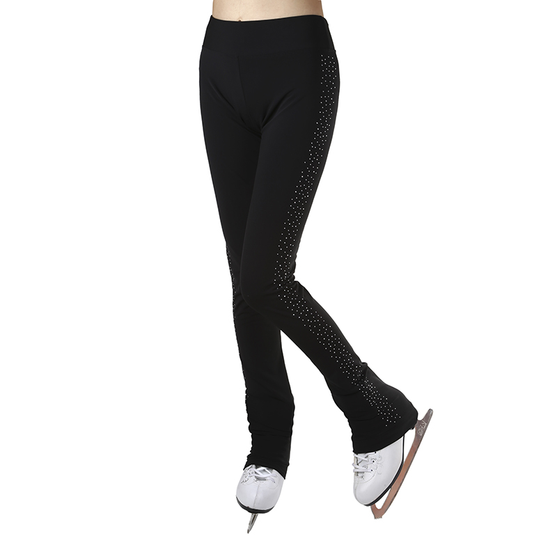 Figure Skating Pants Womens Girls Ice Skating Training Trousers Black