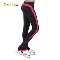 Fono Figure Skating Pants Professional Children Adults Training Clothing Plus Suede Warm Arched Color Strips