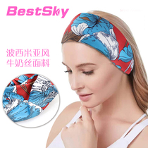 European and American womens milk washing fabric turban sports headband sweat-absorbing Bohemian style hairband yoga hair accessories