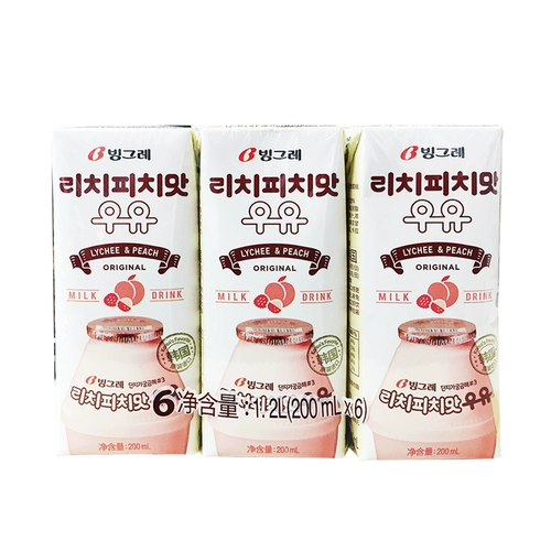 Bingeargi Lychee Peach Flastr Wrink Wrink 200 мл*6 коробок корейского импортного личи вкуса фруктовых напитков Дети Дети