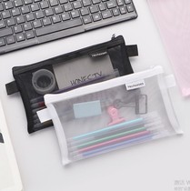 (zero to 100) net yarn pen bag large capacity exam portable pen bag transparent pencil cashier bag student stationery