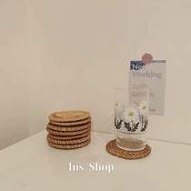 (zero to 100) Japanese style rattan choreograpes handmade rattan knitted cushion for home braiding and heat insulation