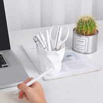 (zero to 100) white large capacity pleated pen holder containing box minimalist modern containing barrel pen barrel office