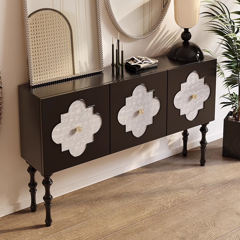 Light Extravagant American Shells Solid Wood Genguan Cabinets Method Cream-In-House Decorative Cabinets Living-room Dining Side Cabinet Art Holding Cabinet-Taobao