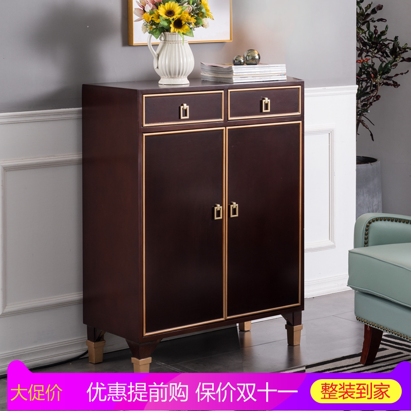 American shoe cabinet small apartment two-door open storage cabinet multi-layer large-capacity living room entrance home modern minimalist style