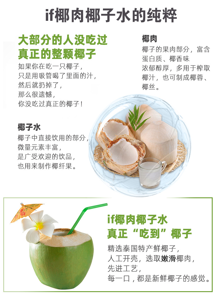 泰国原装进口 IF 低卡低糖椰子水 350ml*12瓶 添加果肉 图4