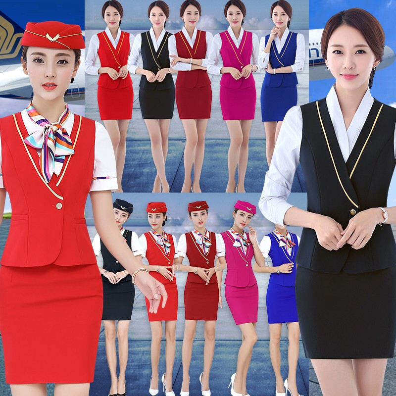 Professional Suit for Women, Summer Short-Sleeved Vest, Stewardess Uniform, Hotel Front Desk Cashier, Receptionist, Beauty Salon Work Clothes