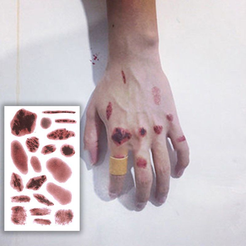 【4407 Items Shipped Within 4 Hours】Halloween Waterproof Realistic Wound Horror Simulation Tattoo Stickers Bite Marks