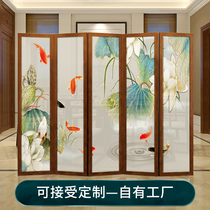  Chinese-style home barrier entrance occludes home folding mobile office solid wood room screen partition decorative wall