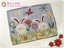 American country European retro Mediterranean ins style placemats tablecloth student table mat 33*47 cute rabbit