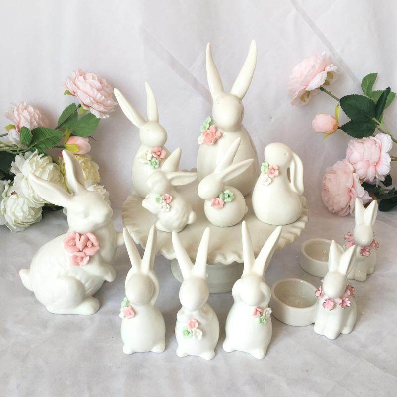 Nordic American Home Patio Decoration Craft Gift Swing Accessories Emulation Scenario Ceramic Pendulum flowerpots decorate hand pinched bunnies