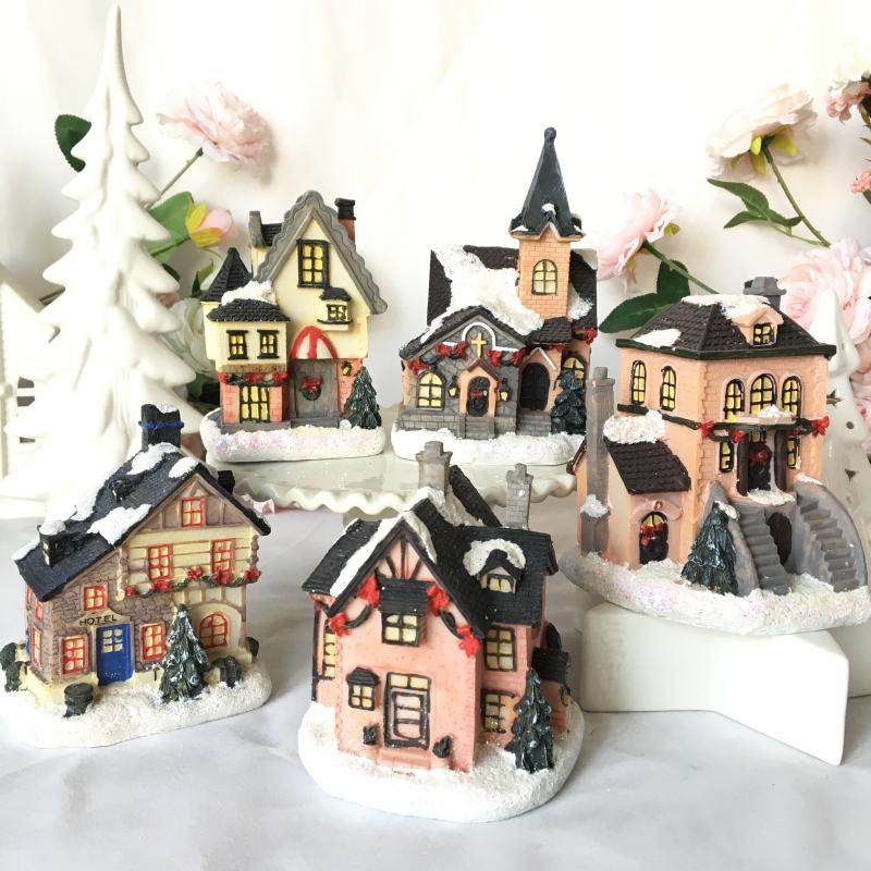 Christmas Decorations Resin Snow View House Night Light Pendulum windows Windows Atmosphere Courtyard Decorate Hotel Scene Arrangement