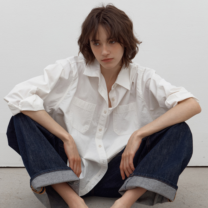 Low Classic Pure White Shirt for Women 2026 Spring and Autumn New Korean Niche Loose Casual Minimalist Long-Sleeved Shirt