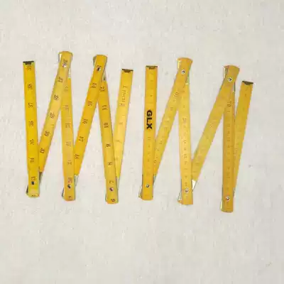 Wooden folding ruler 1 meter 2 meters Wooden folding ruler Measuring ruler Lotus wood woodworking ruler 1 meter six-fold inch cm with iron