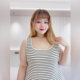 Fat Fairy Yingying plus size women's clothes fat mm all-match striped bottoming vest women's knitted inside with flesh-covering square collar suspender belt