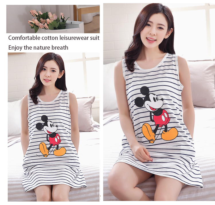 Bông cộng với phân bón XL mùa hè cotton không tay lỏng nightdress casual vòng cổ nữ mùa hè cotton 200 kg đồ ngủ