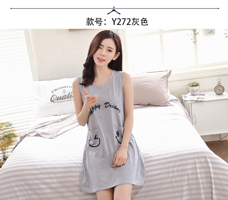 Bông cộng với phân bón XL mùa hè cotton không tay lỏng nightdress casual vòng cổ nữ mùa hè cotton 200 kg đồ ngủ