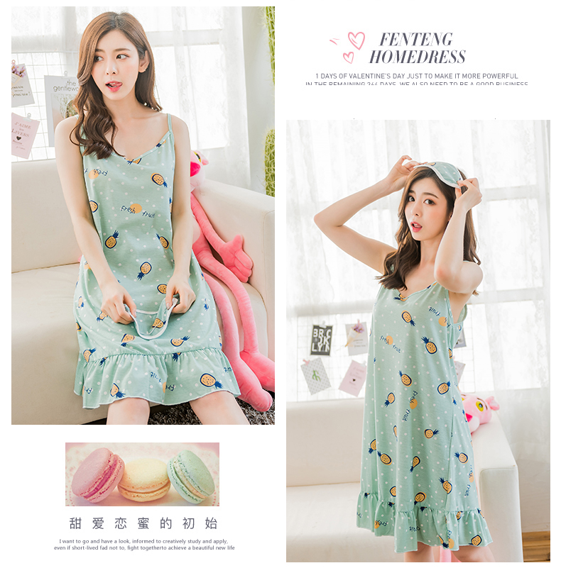 Bông cộng với phân bón XL mùa hè cotton không tay lỏng nightdress casual vòng cổ nữ mùa hè cotton 200 kg đồ ngủ