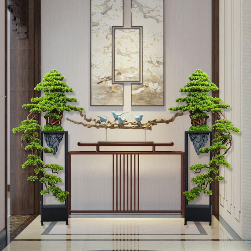 Large Number Landing Cliff Cypress Tree Bonsai Emulation Greet Passenger Pine Sample House Display Center Sample Room Decorated Green Plant with a few Chinese