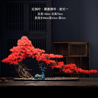 Creative simulation of welcoming pine bonsai ornaments, Zen-inspired living room, Chinese-style entrance hall, hotel landscape design, high-end and light luxury