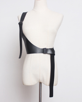 Backband waist seal female leather wide belt elastic shoulder shoulder personality suspender black European and American trend with skirt shirt