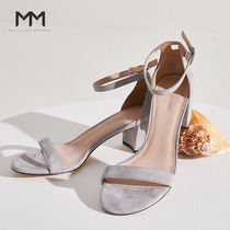 Mall of the same MMemon summer new high heels thick heels sandals woman 5A43X0032Q