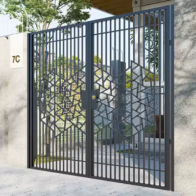Wrought iron courtyard door louver paint double door country single open wrought iron door Garden door wall fence door villa door