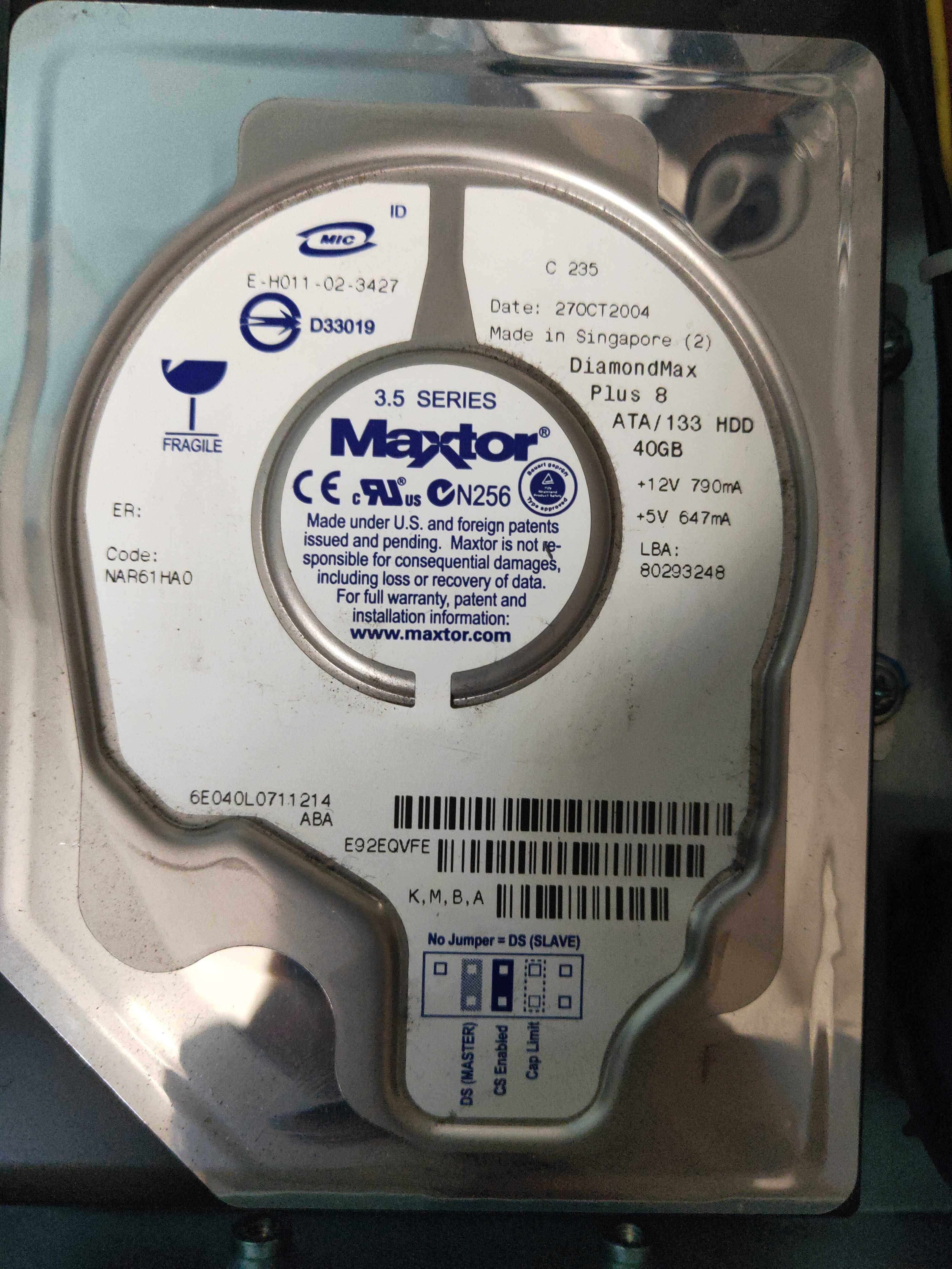 Maxtor Maituo Hard disc IDE 40G Desktop Parallel Port Industrial Hard Disc