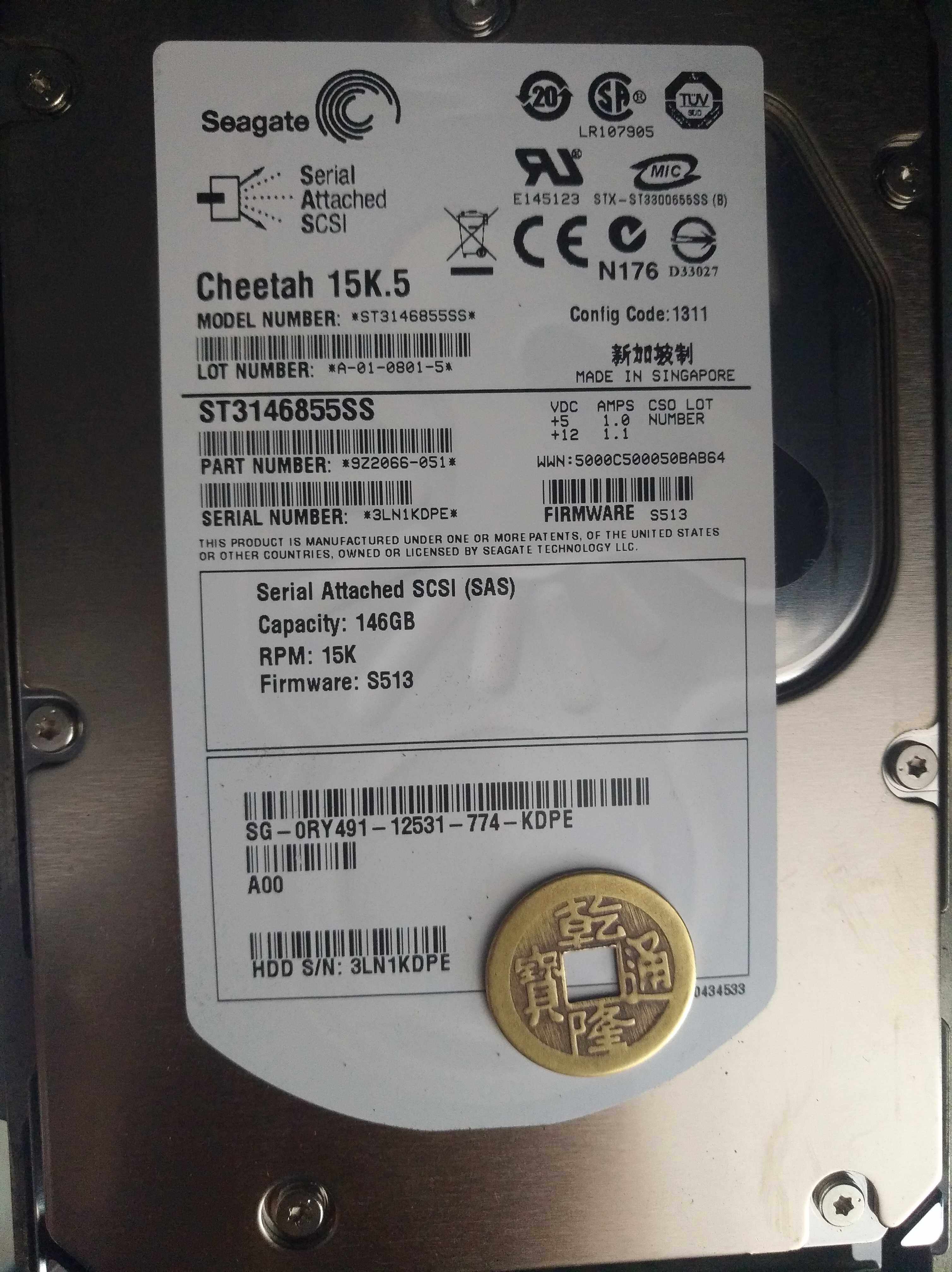 DELL Hijer ST3146855SS 146G 15K SAS 3 5 0TN937 TK237 RY491 RY491 hard disc