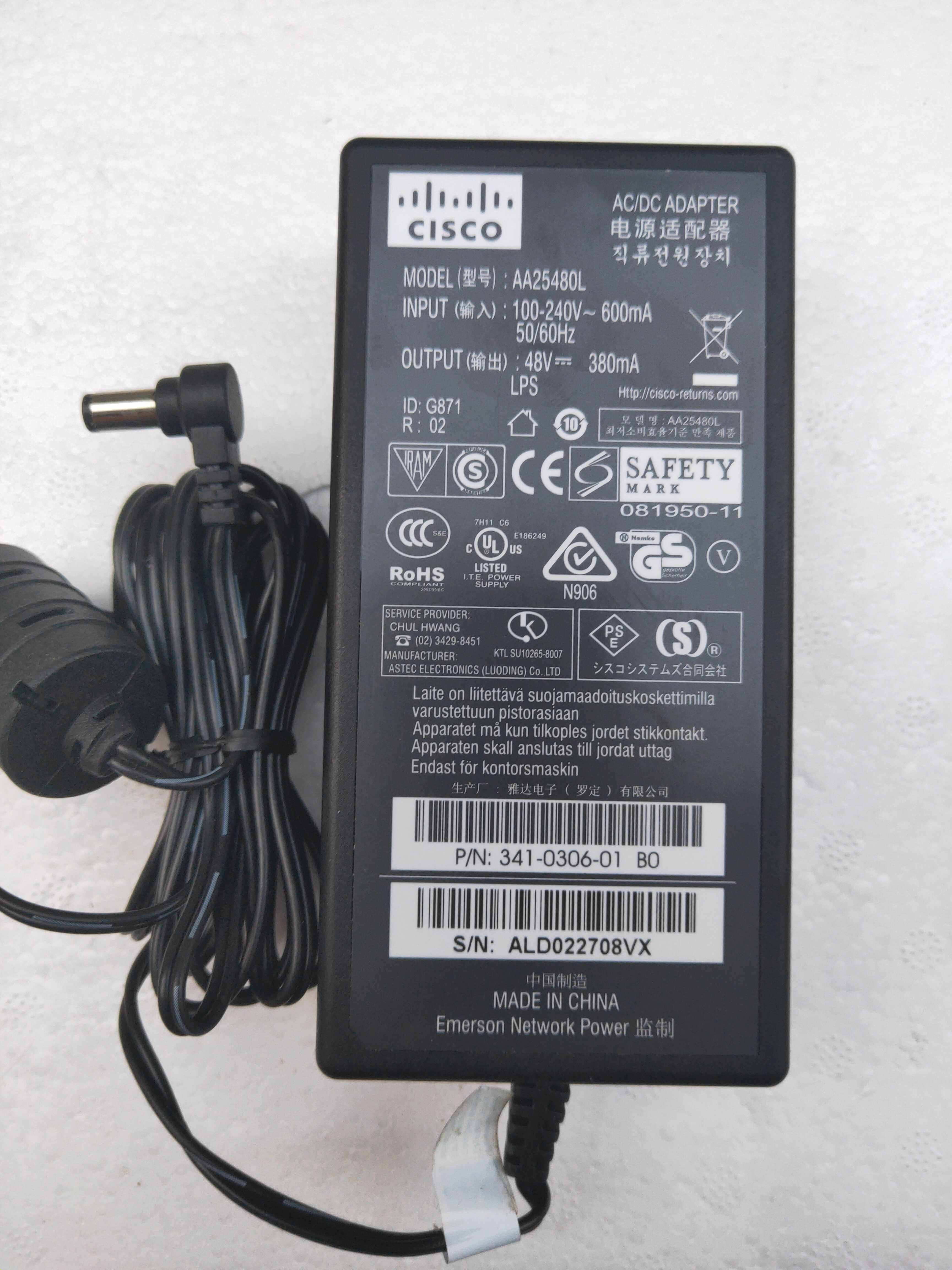 Original CISCO CISCO AA25480L48V 380mA power adapter IP phone wireless AP power supply