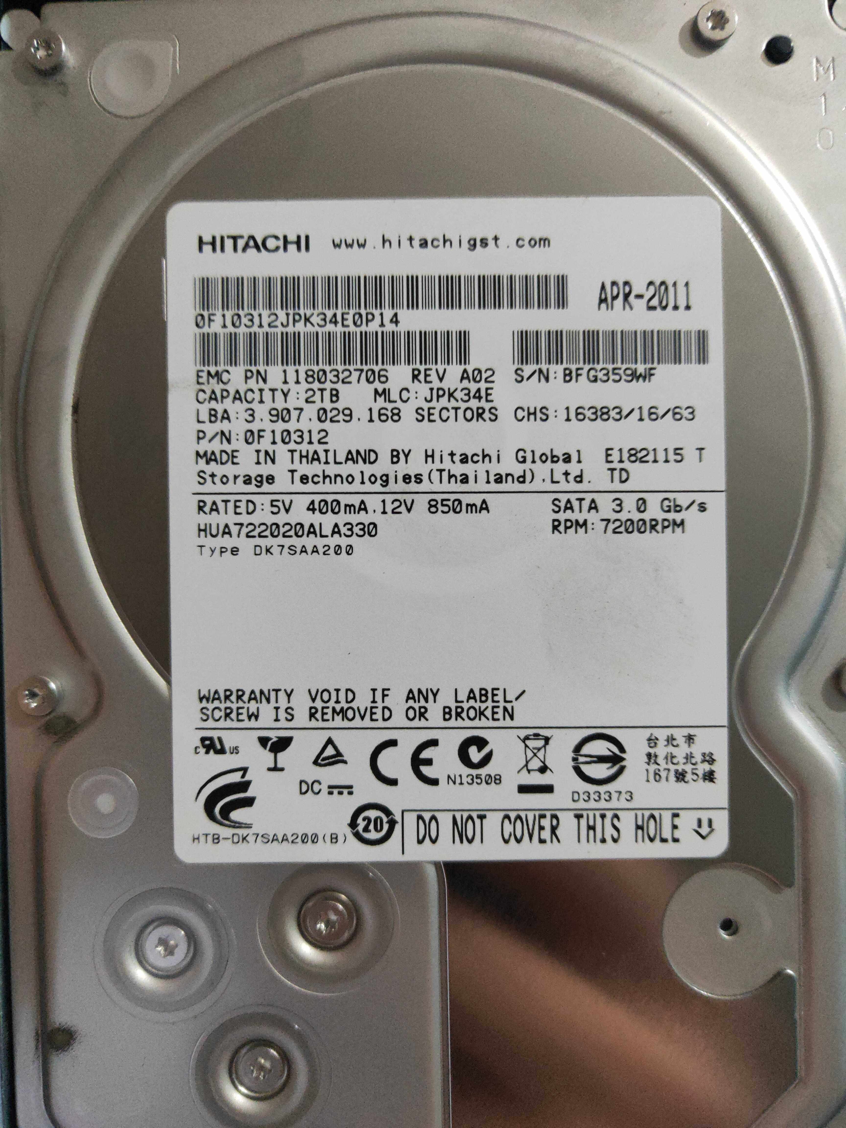 EMC 005049542 1TB7 2K 118032844005049520118032706 original hard disc