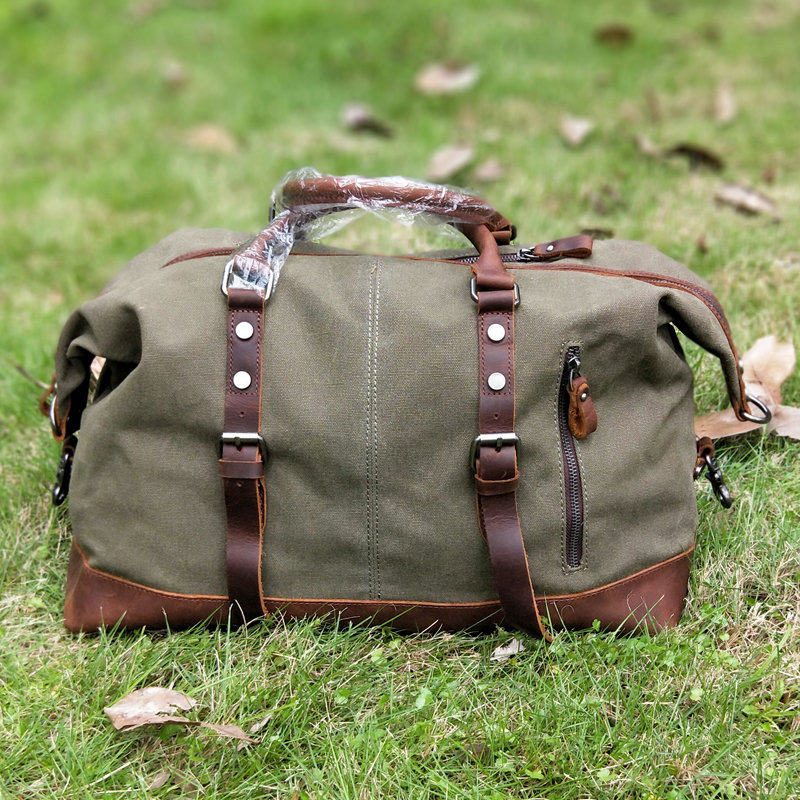 Qigusi men's business travel bag large-capacity handbag trendy women's retro canvas bag shoulder backpack messenger travel bag