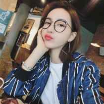 Round retro Korean Womens Flat mirror womens net red same Fashion anti-radiation glasses tide can be equipped with myopia frame