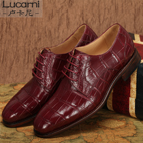 Goodyear men shoes Brock crocodile belly men business dress shoes English single shoes custom shoes red