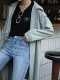 Длинный плащ, осенняя тонкая зеленая куртка, корсет, в корейском стиле, средней длины, коллекция 2021