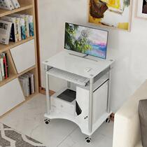 Movable small apartment double-layer pure white office mini desk computer can put printer home desktop book