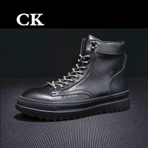 CK Fashion High Bunch Shoes Inglén Genuine Leather Thick Bottom Snowy Boots Wear-resistant Chaumen Mens Dinner Hong Kong