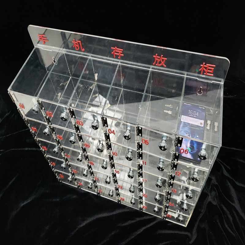 Spot custom mobile phone storage cabinet transparent acrylic factory employees mobile phone locker workshop item storage cabinet