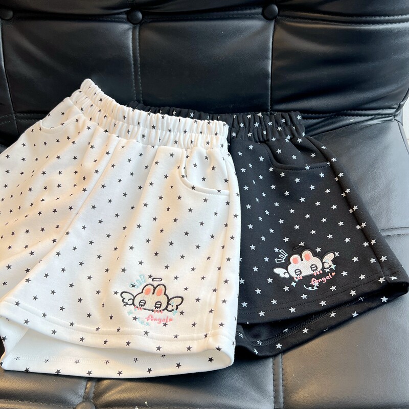 重工绣花日常星星刺绣百搭显瘦双色夏季休闲运动短裤