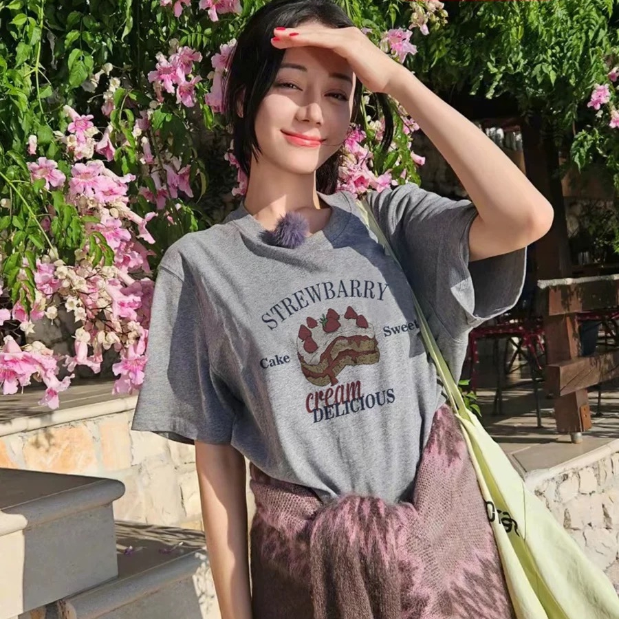 純綿グリナザ同じスタイル夏の高級カップルウェアTシャツゆったりカジュアルトレンドブランド半袖レディーストップス