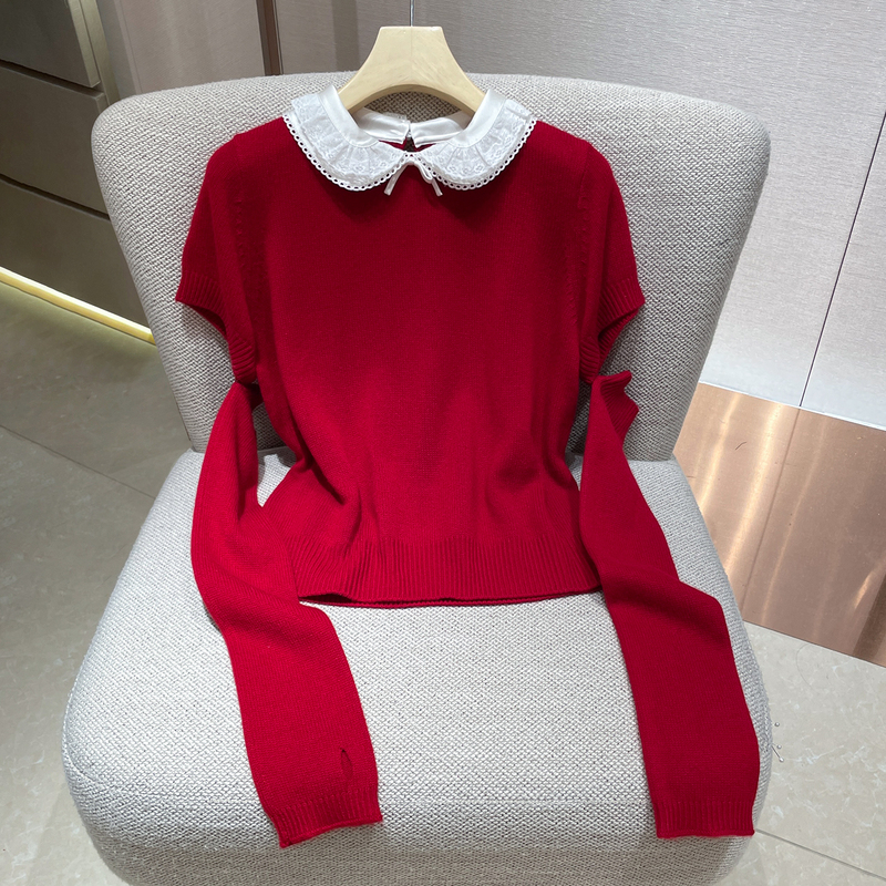 Doll-Style Sweater for Women, 2026 Spring New Niche Design, Christmas and New Year Trendy Knitted Top